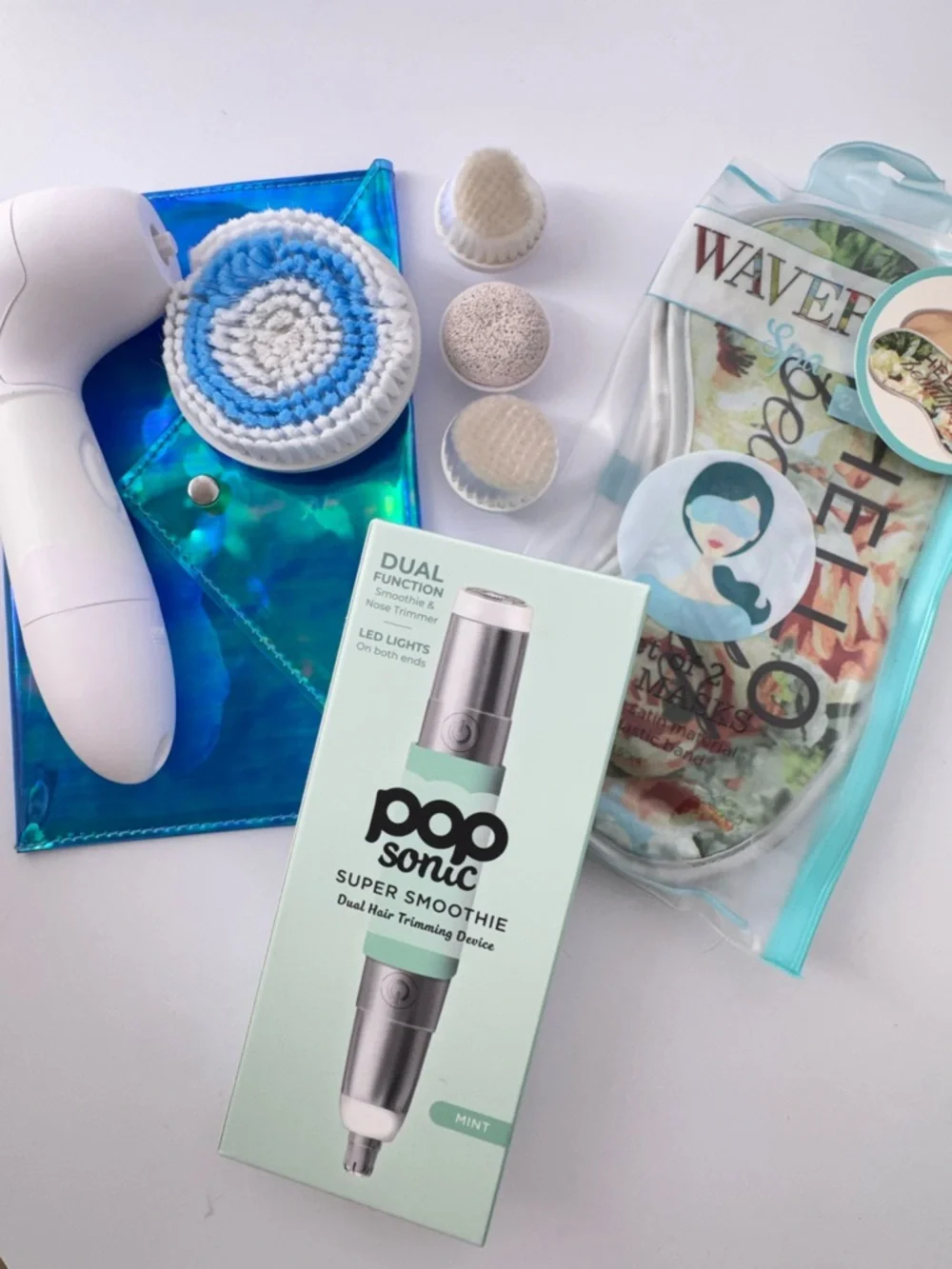 POP Sonic Super Smoothie Mint Dual Hair Trimmer Spa Sonic Skincare System Tools